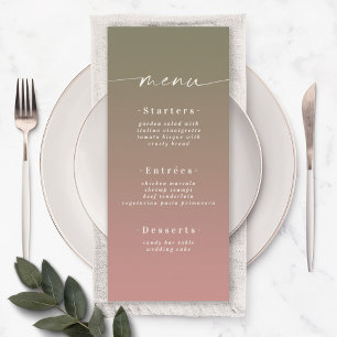 Menu Mariage élégant ombré vert lilas et rose poussiére