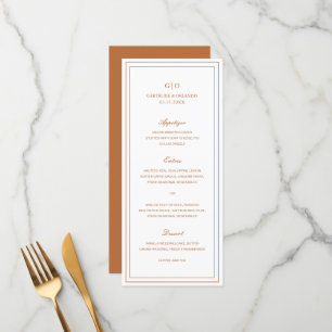 Menu Mariage Élégant Orange Citrouille Classique