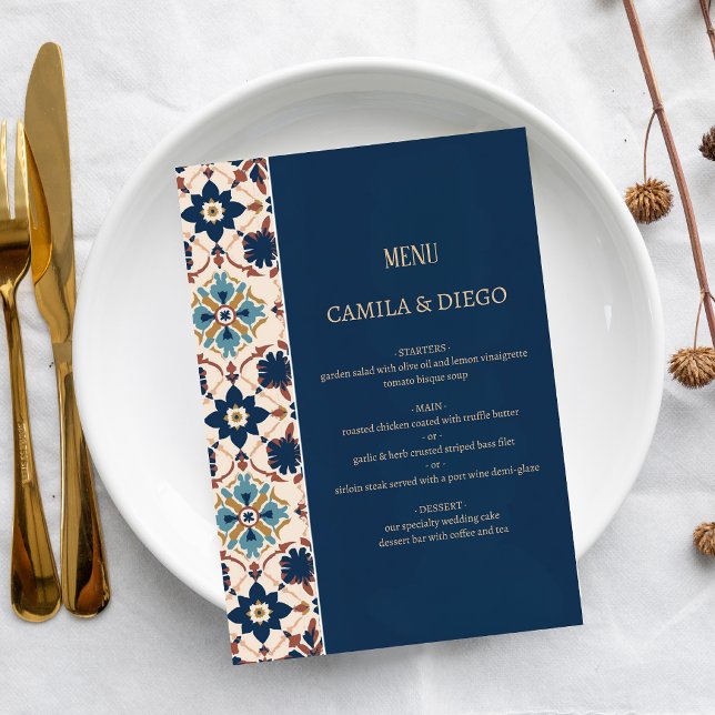 Menu Mariage Élégant Patrimoine Talavera Moderne (Créateur téléchargé)