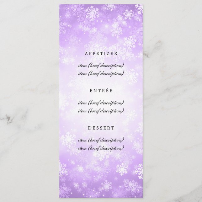 Menu Mariage élégant Purple Winter Wonderland (Devant)