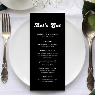 Menu Mariage élégant rétro noir et blanc Let's Eat