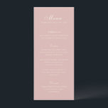 Menu Mariage élégant rose Celine<br><div class="desc">Menus mariages classiques,  au design simple et intemporel,  avec script élégant et polices serif traditionnelles.</div>