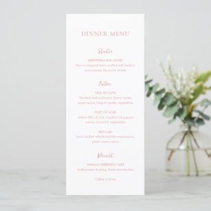 Menu Mariage Élégant Rose Clair