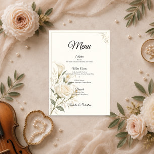 Menu Mariage Élégant Rose d'Ivoire