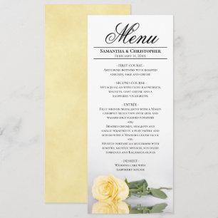 Menu Mariage Élégant Rose Jaune Beurre Miroir
