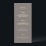 Menu Mariage élégant simple Taupe<br><div class="desc">Menu mariage moderne au design simple,  avec une combinaison d'une police sans serif contemporaine,  d'un élégant script d'écriture manuscrite et d'une police italique.</div>