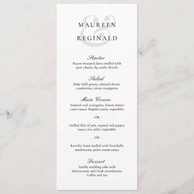 Menu Mariage Élégant Traditionnel (Devant)
