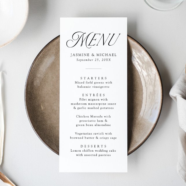 Menu Mariage Élégant Typographie Noir Moderne (Créateur téléchargé)