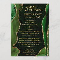 Mariage élégant vert et or avec faux agate scintil