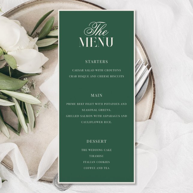 Menu Mariage Élégant Vert Vieille Fortune (Créateur téléchargé)