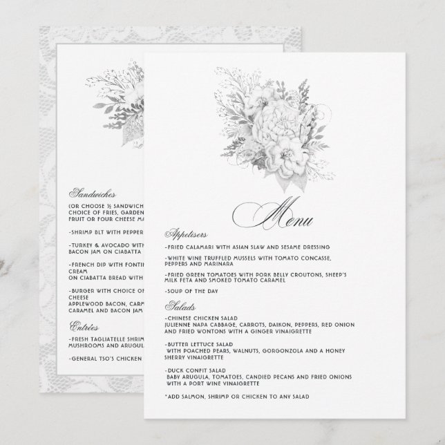 Menu Mariage élégant vintage (Devant / Derrière)