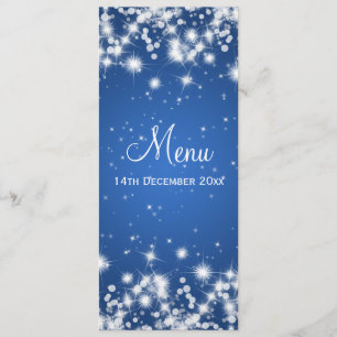 Menu Mariage élégant Winter Sparkle Blue