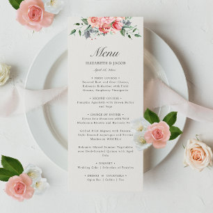 Menu Mariage Elizabeth Pink Floral Script