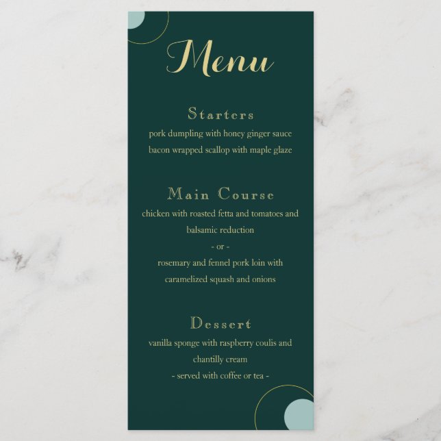 Menu Mariage Emerald and Gold Art Déco (Devant)