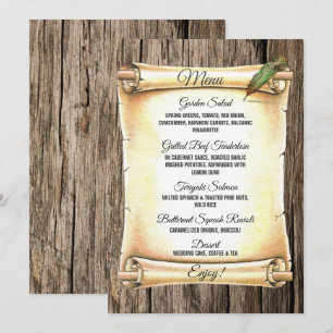 Menu Mariage en bois d'arceau et stylo de plume unique