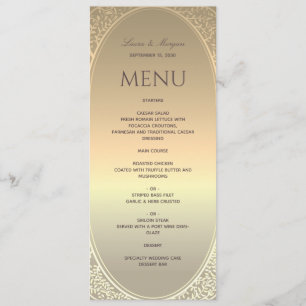 Menu Mariage en feuille d'or fausse