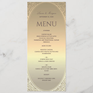 Menu Mariage en feuille d'or fausse