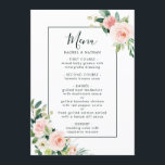 Menu Mariage en fleur rose<br><div class="desc">Ce menu mariage présente des fleurs d'aquarelle peintes en rose vif,  blanc et vert feuillage avec un cadre rectangulaire. Pour une personnalisation plus avancée de cette conception,  cliquez sur le lien "Customiser plus loin".</div>