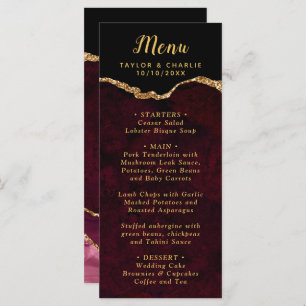 Menu Mariage en marbre rouge et or