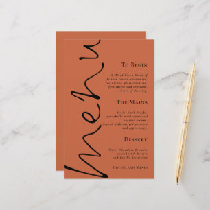 Menu Mariage en terre cuite simple Budget Script