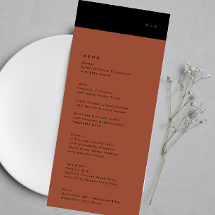 Menu Mariage en terre cuite simple en bande noire