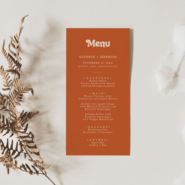 Menu Mariage en terre cuite simple et formel (Créateur téléchargé)