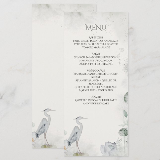Menu Mariage Ethereal White Floral (Devant / Derrière)