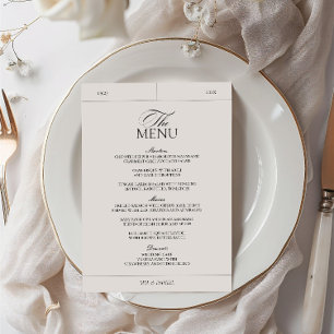 Menu Mariage Étiquette Vintage classique élégant gris c