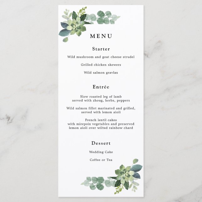 Menu Mariage Eucalyptus (Devant)