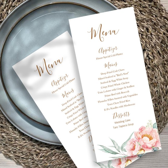Menu Mariage Eucalyptus Peonies (Brown) (Créateur téléchargé)