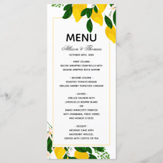 Menu mariage faire-part de mariage jaune citron