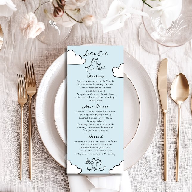 Menu Mariage fait au ciel, douche de mariée dessinée à  (Créateur téléchargé)