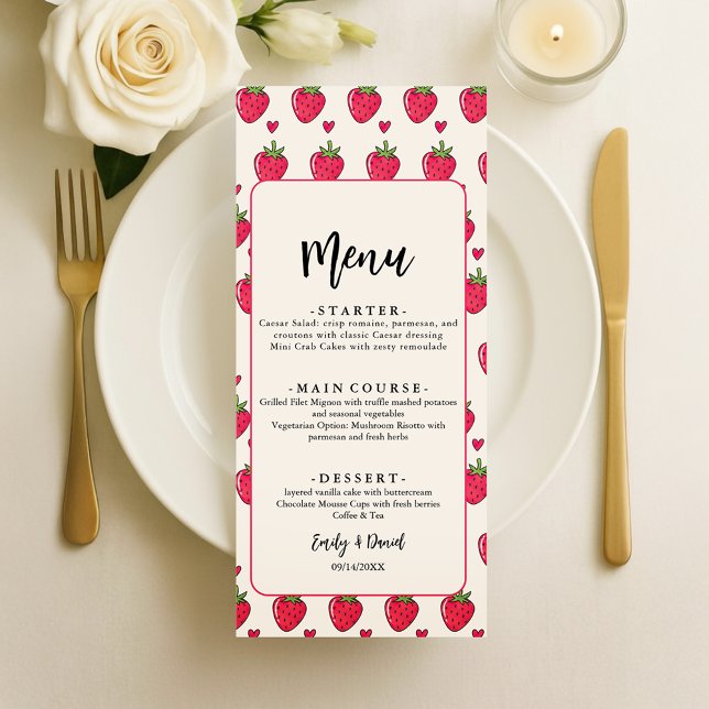 Menu Mariage Fantaisiste aux Fraises Roses (Sweet strawberry wedding design for a fun romantic celebration)