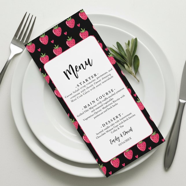 Menu Mariage Fantaisiste aux Fraises Roses (Créateur téléchargé)