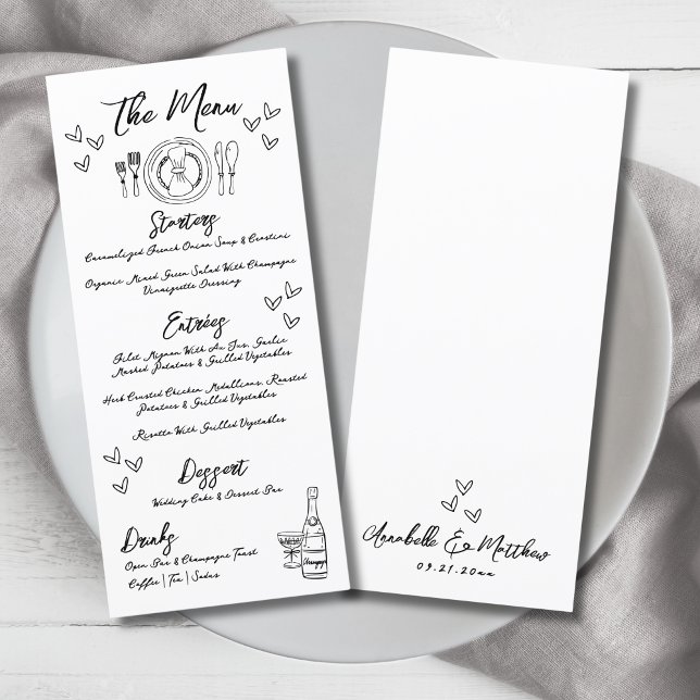 Menu Mariage Fantaisiste Dessiné à la Main (Créateur téléchargé)