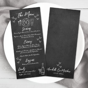 Menu Mariage Fantaisiste Tableau Noir Dessiné à la Main