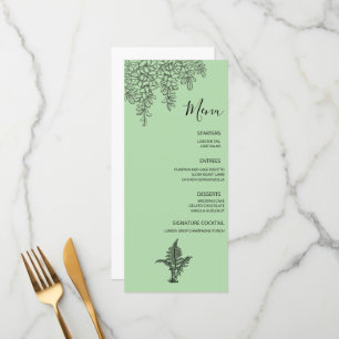 Menu Mariage Feuille de Fougère Vert Sauge