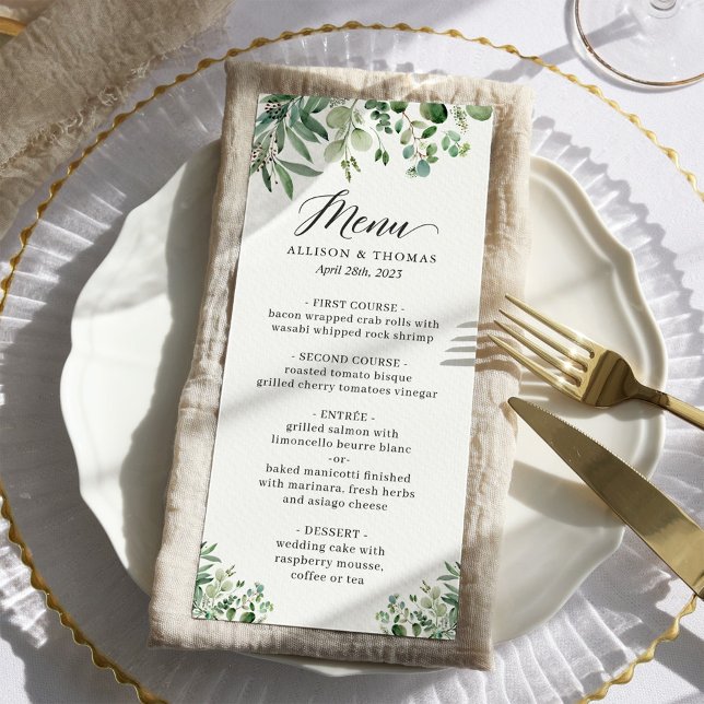 Menu Mariage Feuille de l'Eucalyptus vert (Créateur téléchargé)