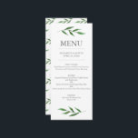 Menu Mariage Feuille Élégant Aquarelle<br><div class="desc">Ce menu élégant et élégant présente de beaux feuilles aquarellés peints à la main. Voir notre boutique pour plus de pièces dans ce design!</div>