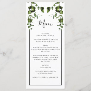 Menu Mariage Feuille rustique Eucalyptus