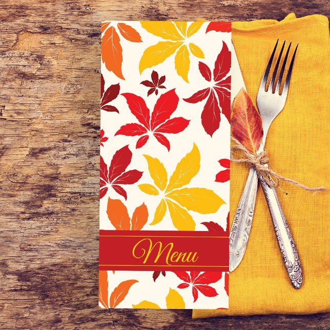 Menu Mariage Feuilles d'automne brillantes (Set a festive Autumn table at your celebration with the Bright Fall Leaves Menu.)