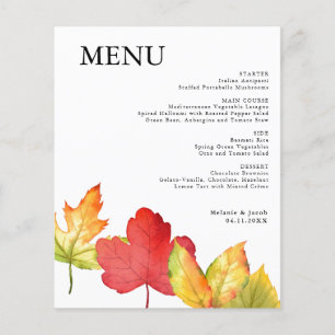 Menu Mariage Feuilles d'automne du budget