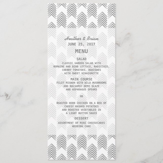 Menu Mariage Flèches tribales grises (Devant)