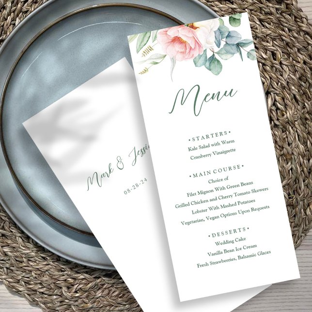 Menu Mariage Fleur Blanche Rose (Créateur téléchargé)