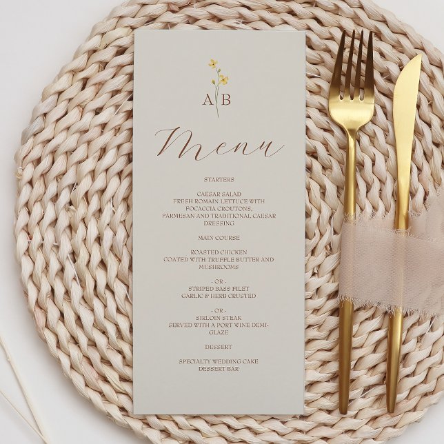 Menu Mariage Fleur de Champ Neutre (Créateur téléchargé)