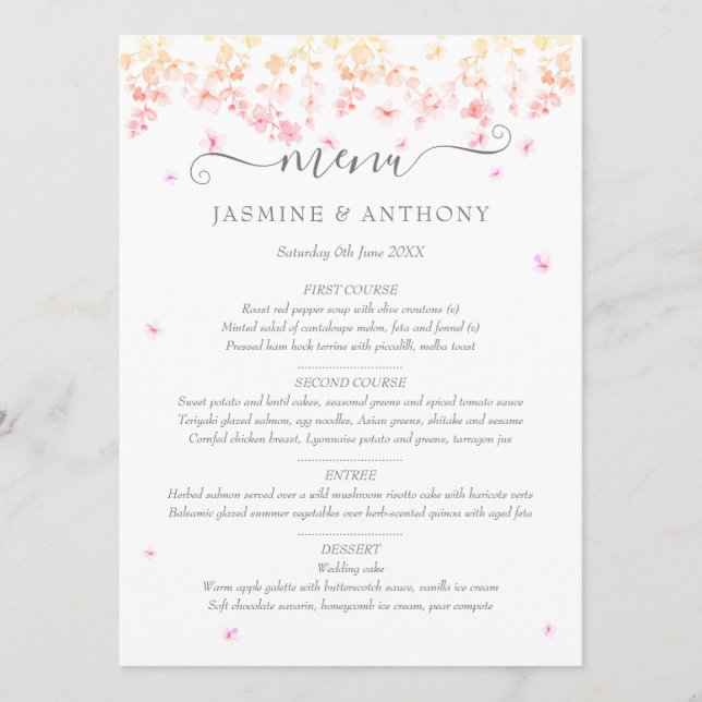 Menu Mariage Fleur de Pêcherie (Devant)