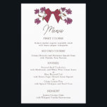 Menu Mariage Fleur Magenta Bows<br><div class="desc">Coquette et menu du dîner mariage rustique avec illustration dessinée à la main des arcs et des fleurs magenta.</div>