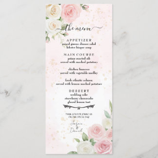Menu Mariage Fleur rose et blanche