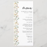 Menu Mariage fleur sauvage<br><div class="desc">Cette élégante carte de mariage fleur sauvage présente de belles fleurs pressées vert sauge, rose pastel, bleu poussiéreux et vert sauge, avec du texte noir sur un arrière - plan blanc. Le dos a un motif fantaisiste adorable. Rechercher les éléments correspondants dans les invitations de mariage Fleur sauvage | Collection...</div>