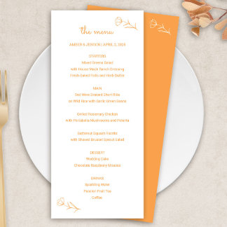 Menu Mariage fleur sauvage au coucher du soleil